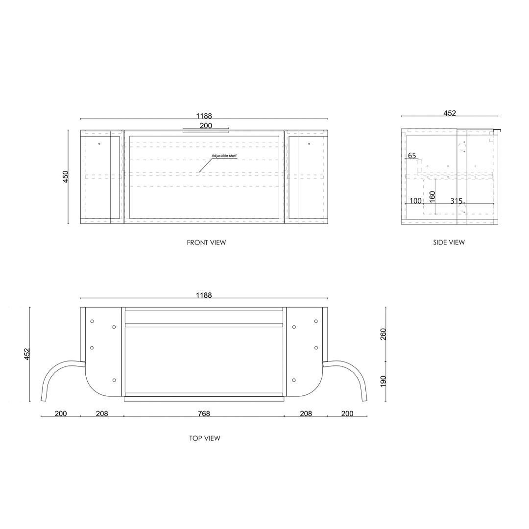 Otti - 1188wx450hx452d Hampshire Satin Black 1200mm Wall Hung Vanity (Cabinet Only)