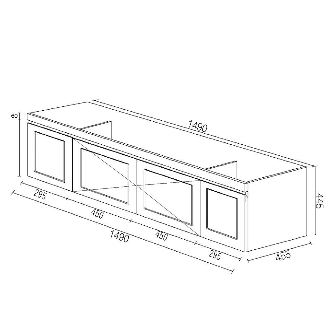 Otti - 1500wx445hx455d Hampton Mark II Satin White 1500mm Wall Hung Vanity (Cabinet Only)