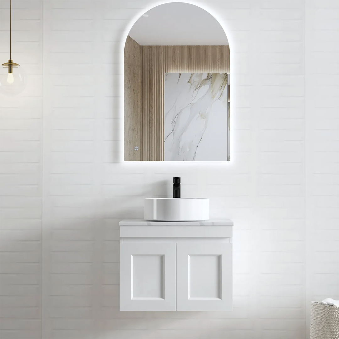 Otti - 600wx445hx455d Hampton Mark II Satin White 600mm Wall Hung Vanity (Cabinet Only)