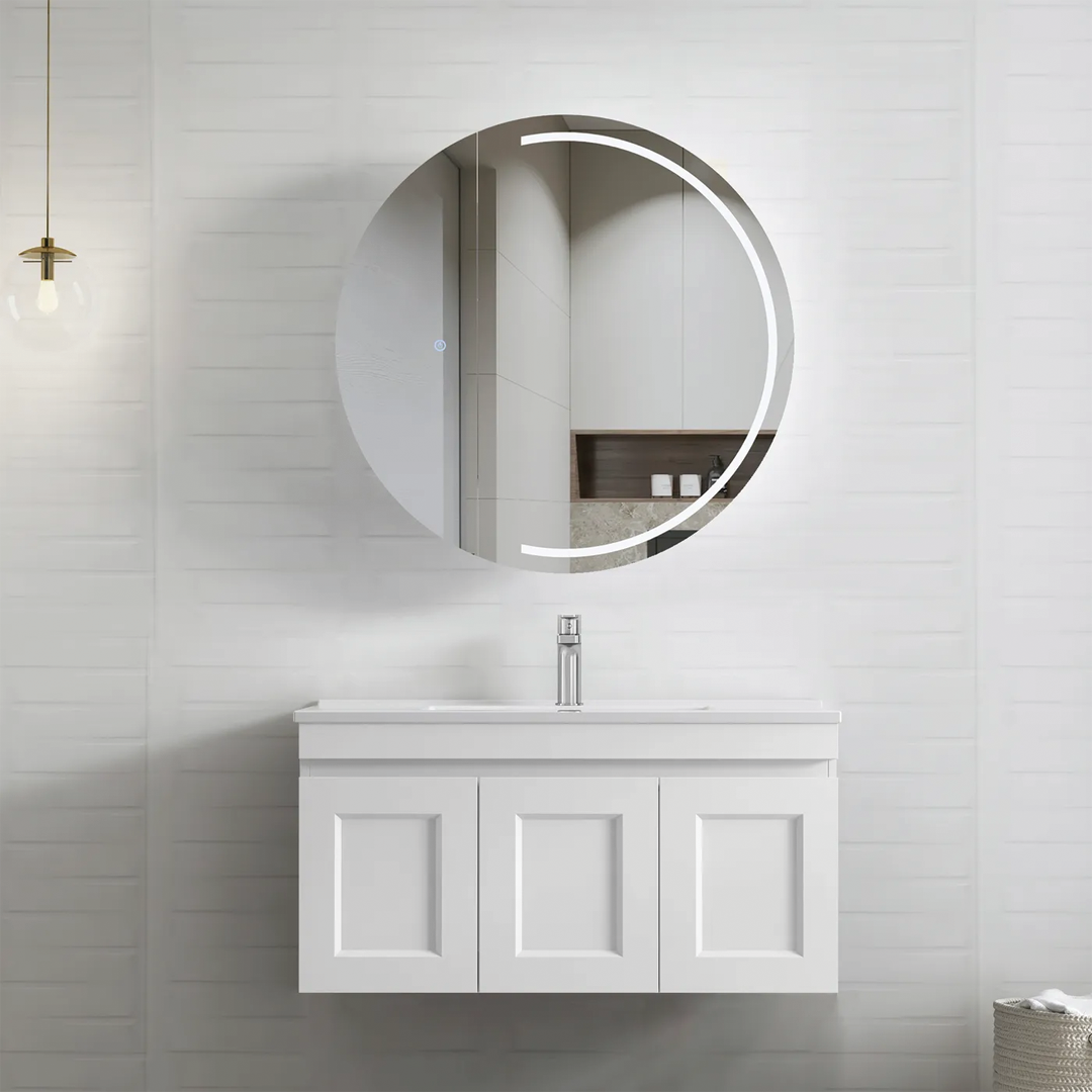 Otti - 900wx445hx455d Hampton Mark II Satin White 900mm Wall Hung Vanity (Cabinet Only)