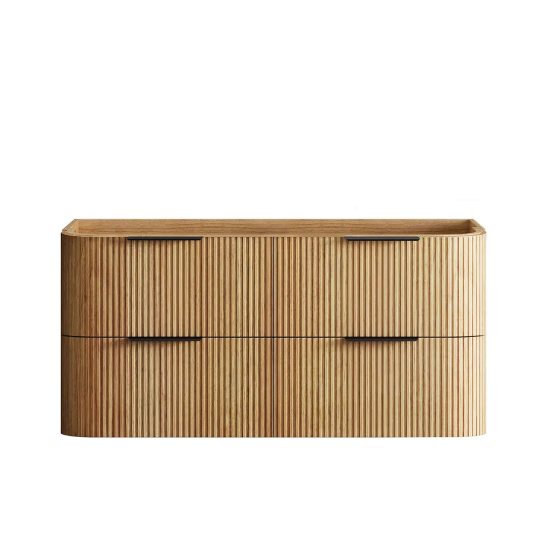 Otti - 1180wx550hx490d Havana 1200mm Woodland Oak Fluted Wall Hung Curve Vanity (Cabinet Only)