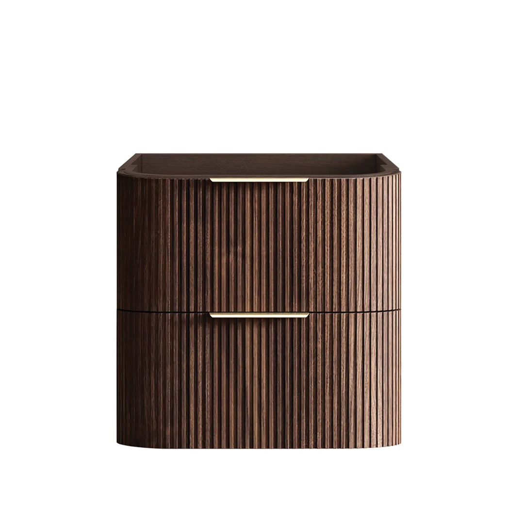 Otti - 580wx550hx490d Havana 600mm Sable Walnut Fluted Wall Hung Curve Vanity (Cabinet Only)