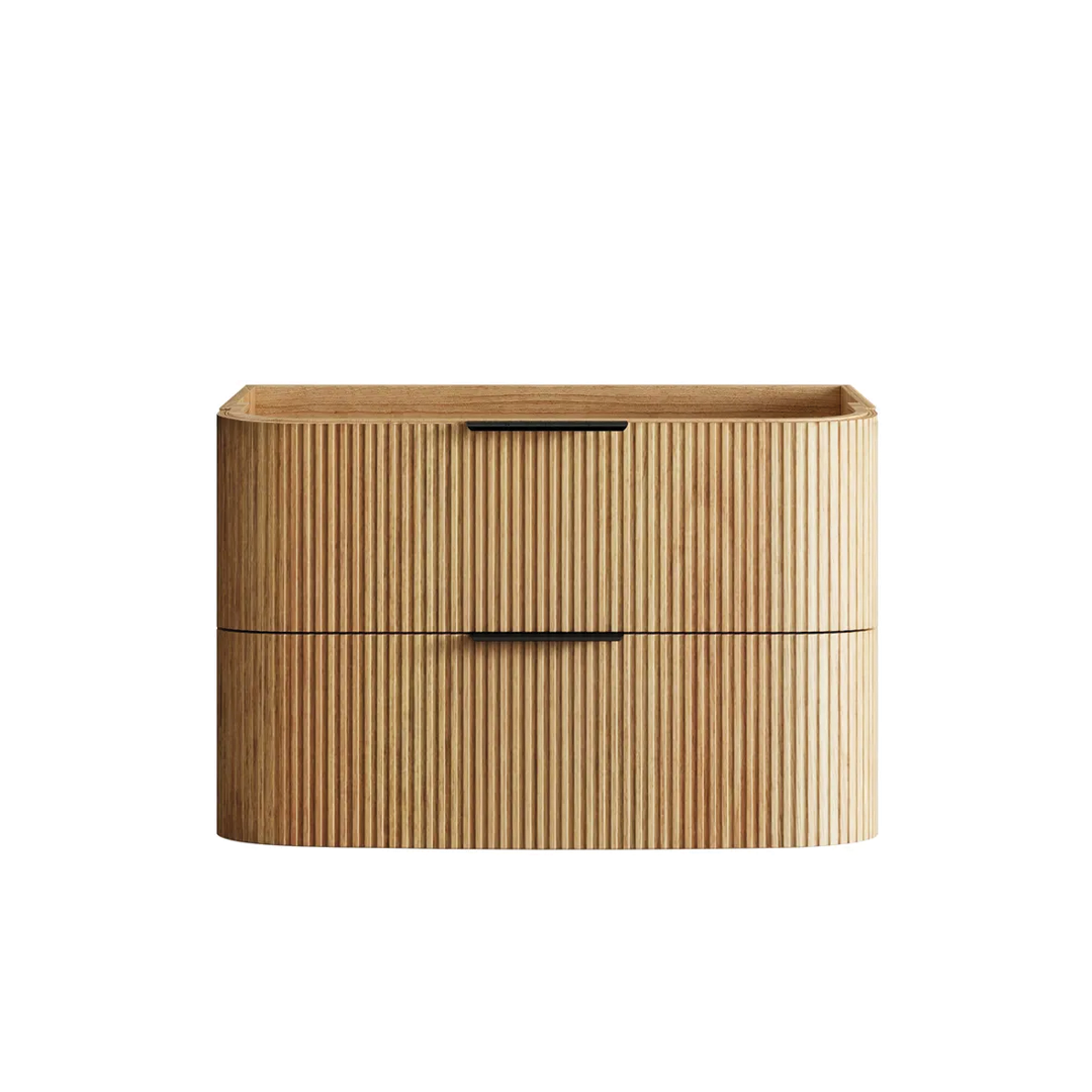 Otti - 880wx550hx490d Havana 900mm Woodland Oak Fluted Wall Hung Curve Vanity (Cabinet Only)
