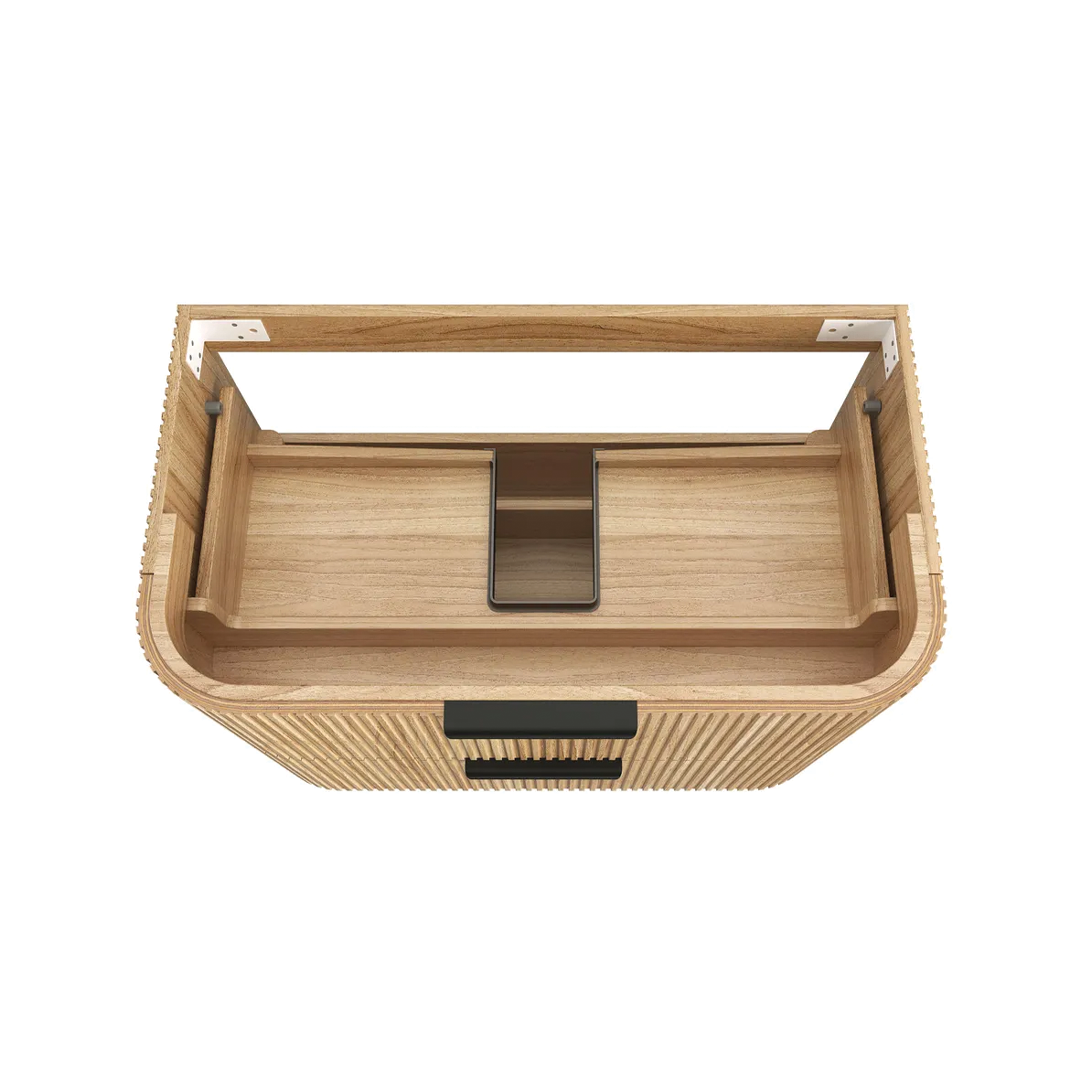 Otti - 880wx550hx490d Havana 900mm Woodland Oak Fluted Wall Hung Curve Vanity (Cabinet Only)
