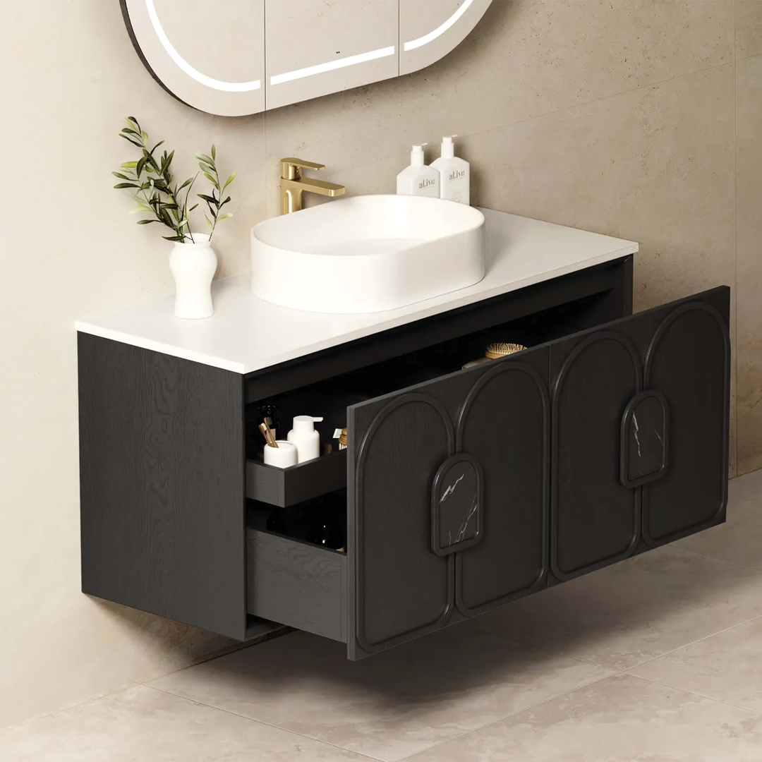 Otti - 1190wx550hx460d Laguna 1200mm Black Oak Wall Hung Vanity (Cabinet Only)