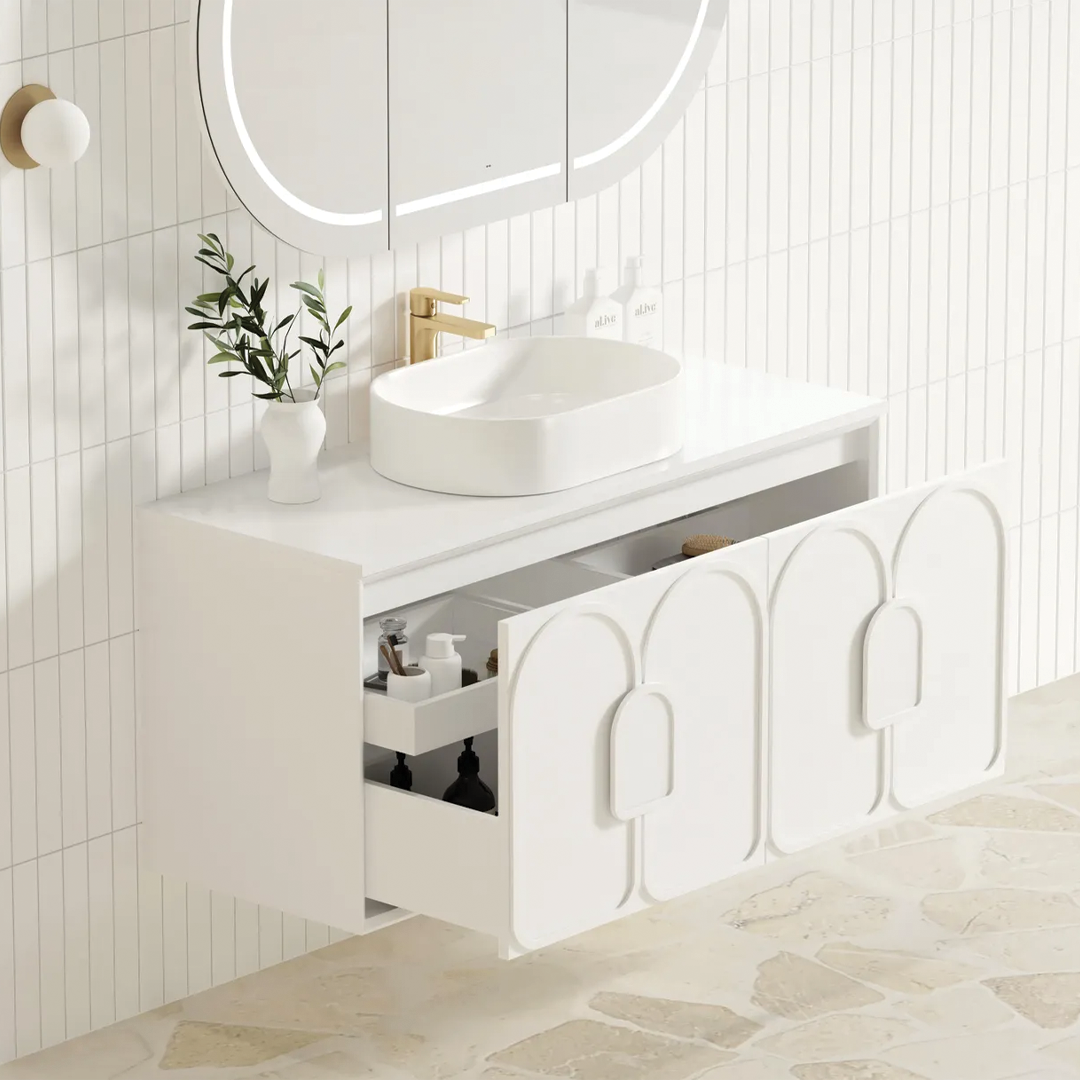 Otti - 1190wx550hx460d Laguna 1200mm Matt White Wall Hung Vanity (Cabinet Only)