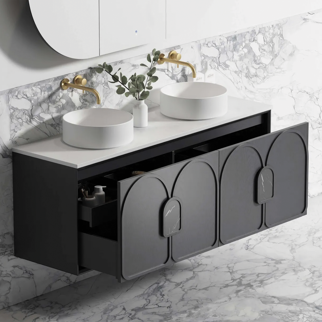 Otti - 1490wx550hx460d Laguna 1500mm Black Oak Wall Hung Vanity (Cabinet Only)