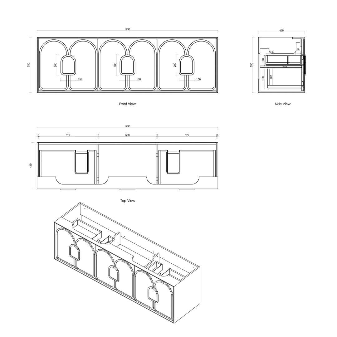 Otti - 1790wx550hx460d Laguna 1800mm Matt White Wall Hung Vanity (Cabinet Only)