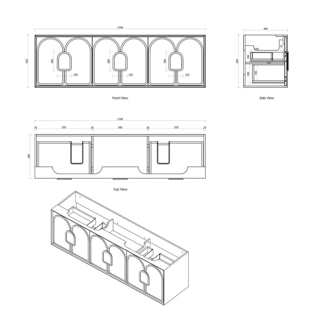 Otti - 1790wx550hx460d Laguna 1800mm Natural Oak Wall Hung Vanity (Cabinet Only)