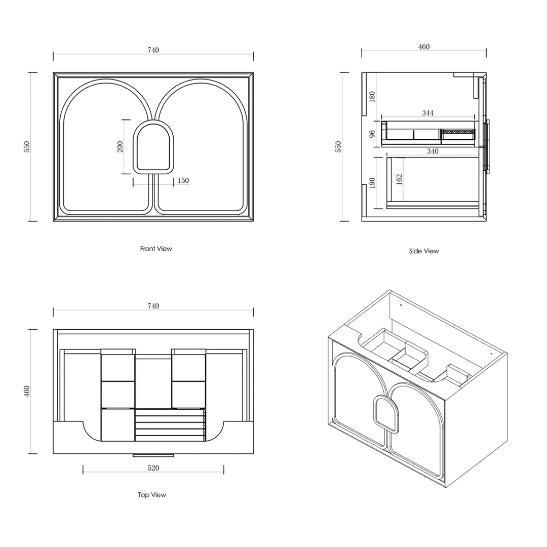 Otti - 740wx550hx460d Laguna 750mm White Matt Mark II Wall Hung Vanity (Cabinet Only)