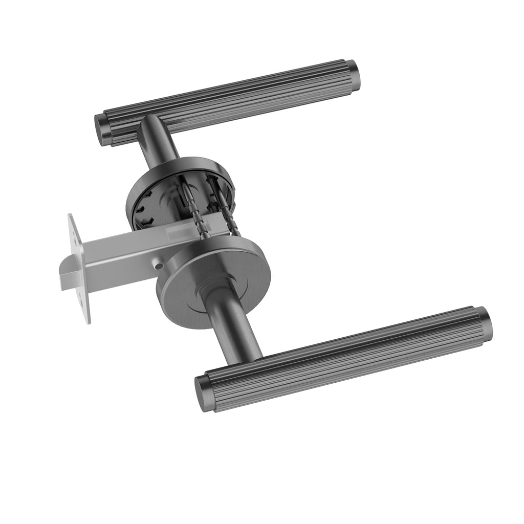 Öppen Linear Lever Door Handle - passage - PVD Shadow (SKU: MDH1-PA-PVDGM) by Meir