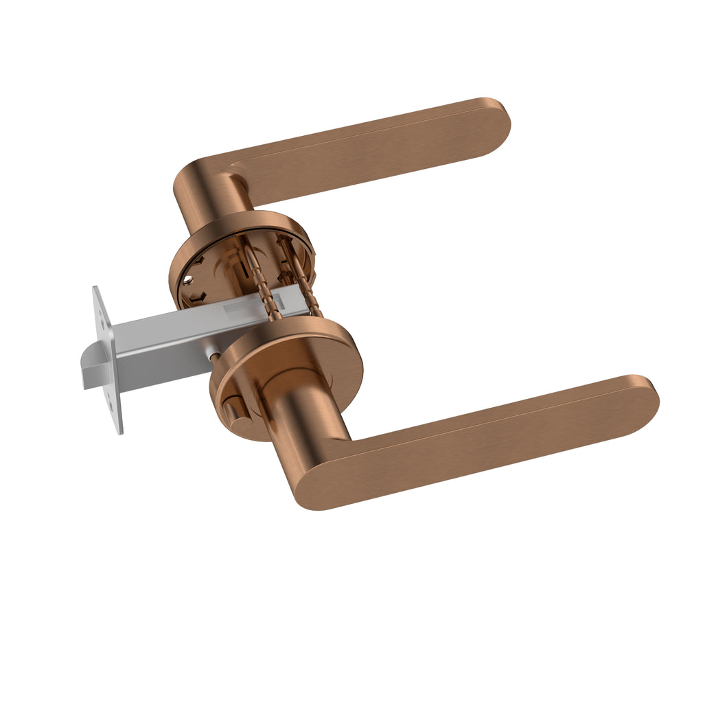 Curvaé Flat Lever Door Handle - privacy - PVD Lustre Bronze (SKU: MDH3-PR-PVDBZ) by Meir