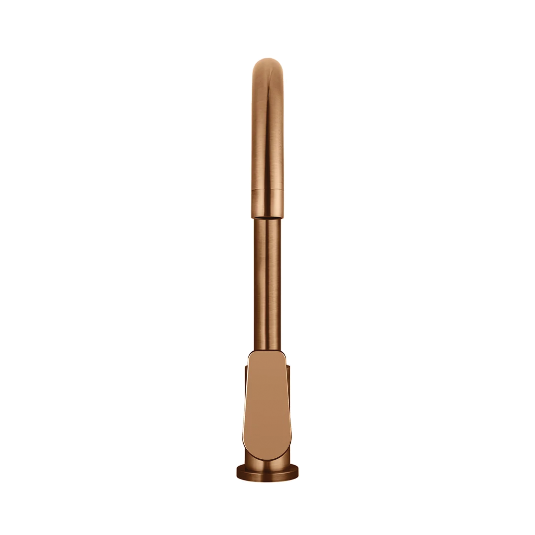 Elite Design Studio - Meir Round Gooseneck Kitchen Mixer Tap with Paddle Handle Lustre Bronze