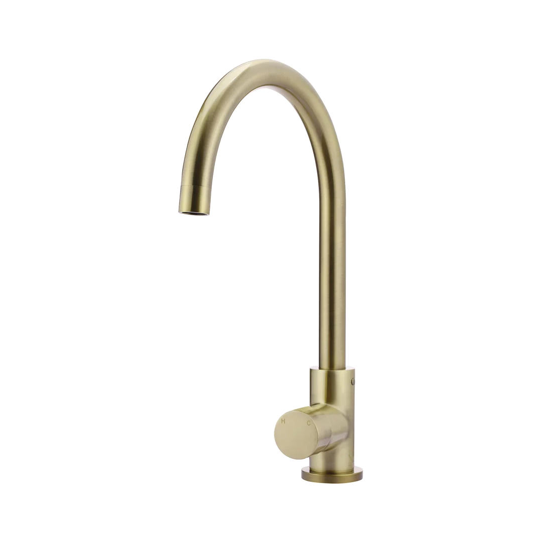 Elite Design Studio - Meir Round Gooseneck Kitchen Mixer Tap with Pinless Handle PVD Tiger Bronze