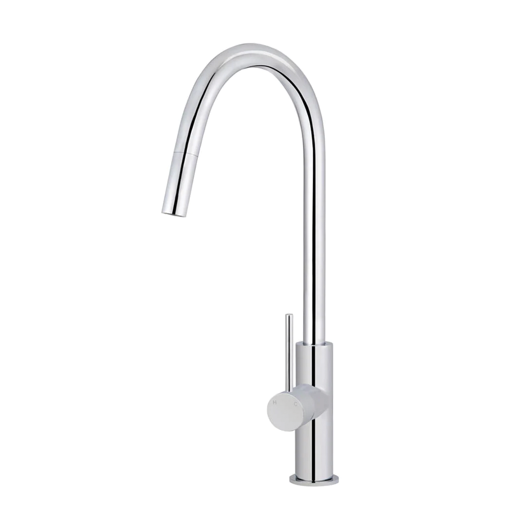 Elite Design Studio - Meir Round Piccola Pencil Handle Pull Out Kitchen Mixer Tap Polished Chrome