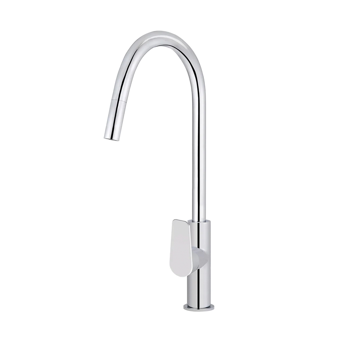 Elite Design Studio - Meir Round Piccola Paddle Handle Pull Out Kitchen Mixer Tap Polished Chrome