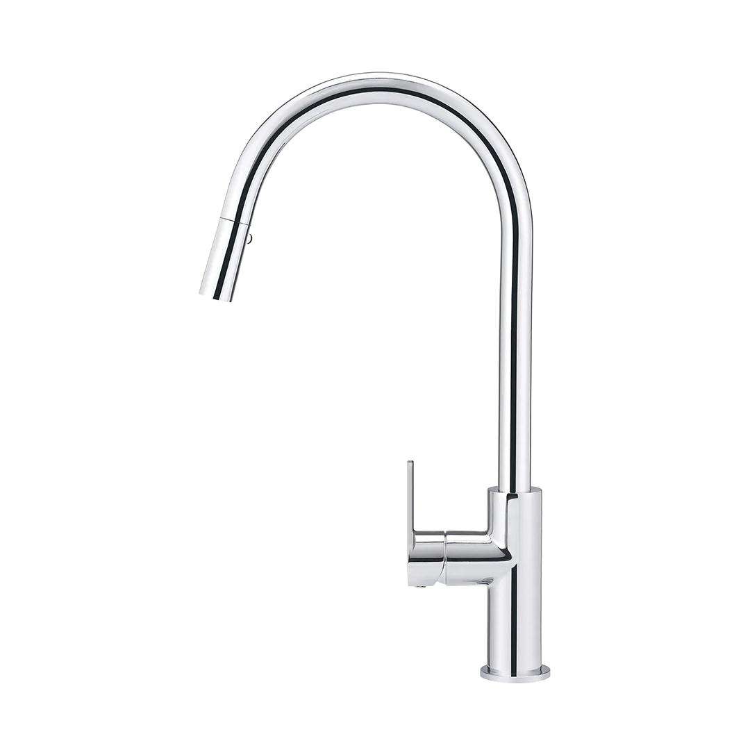 Elite Design Studio - Meir Round Piccola Paddle Handle Pull Out Kitchen Mixer Tap Polished Chrome