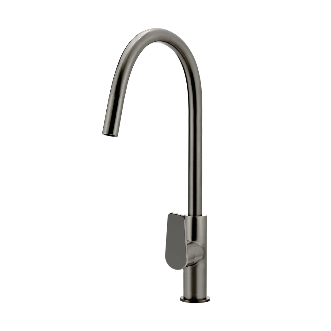 Elite Design Studio - Meir Round Piccola Paddle Handle Pull Out Kitchen Mixer Tap Shadow Gunmetal