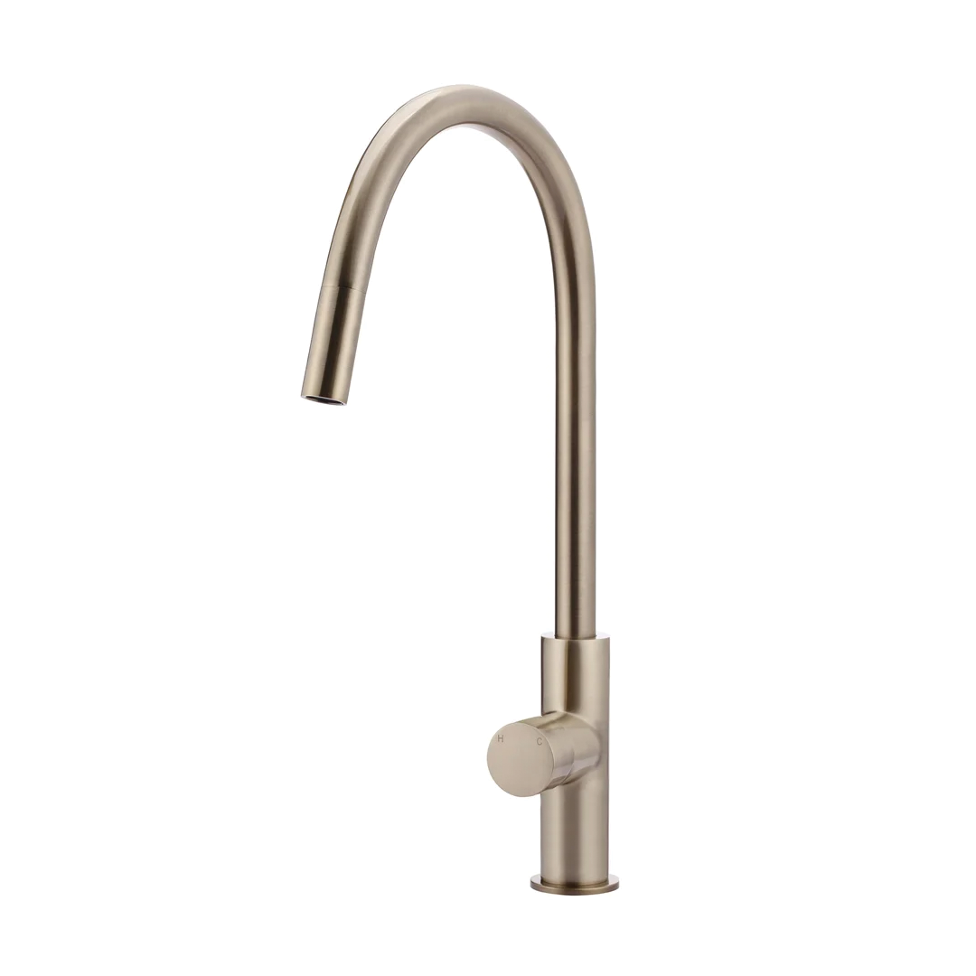 Elite Design Studio - Meir Round Piccola Pinless Handle Pull Out Kitchen Mixer Tap Champagne