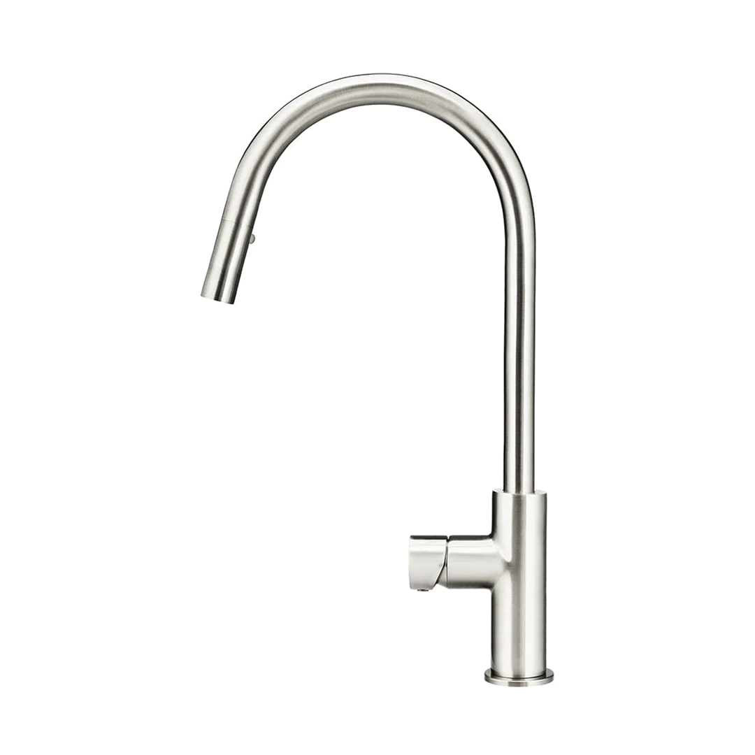 Elite Design Studio - Meir Round Piccola Pinless Handle Pull Out Kitchen Mixer Tap Brushed Nickel