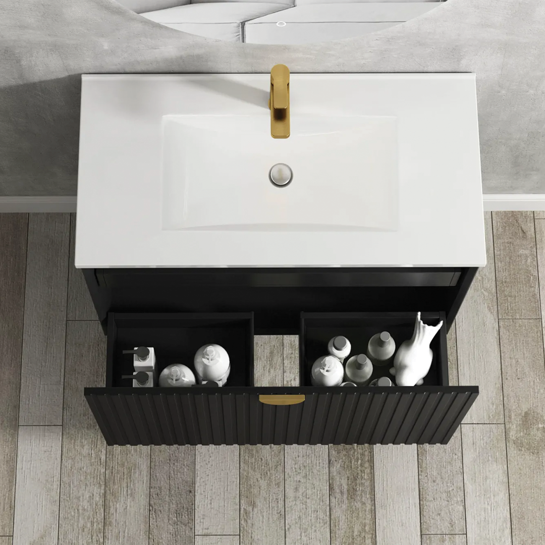 Otti - 600wx550hx460d Marlo Matt Black 600mm Wall Hung Vanity (Cabinet Only)