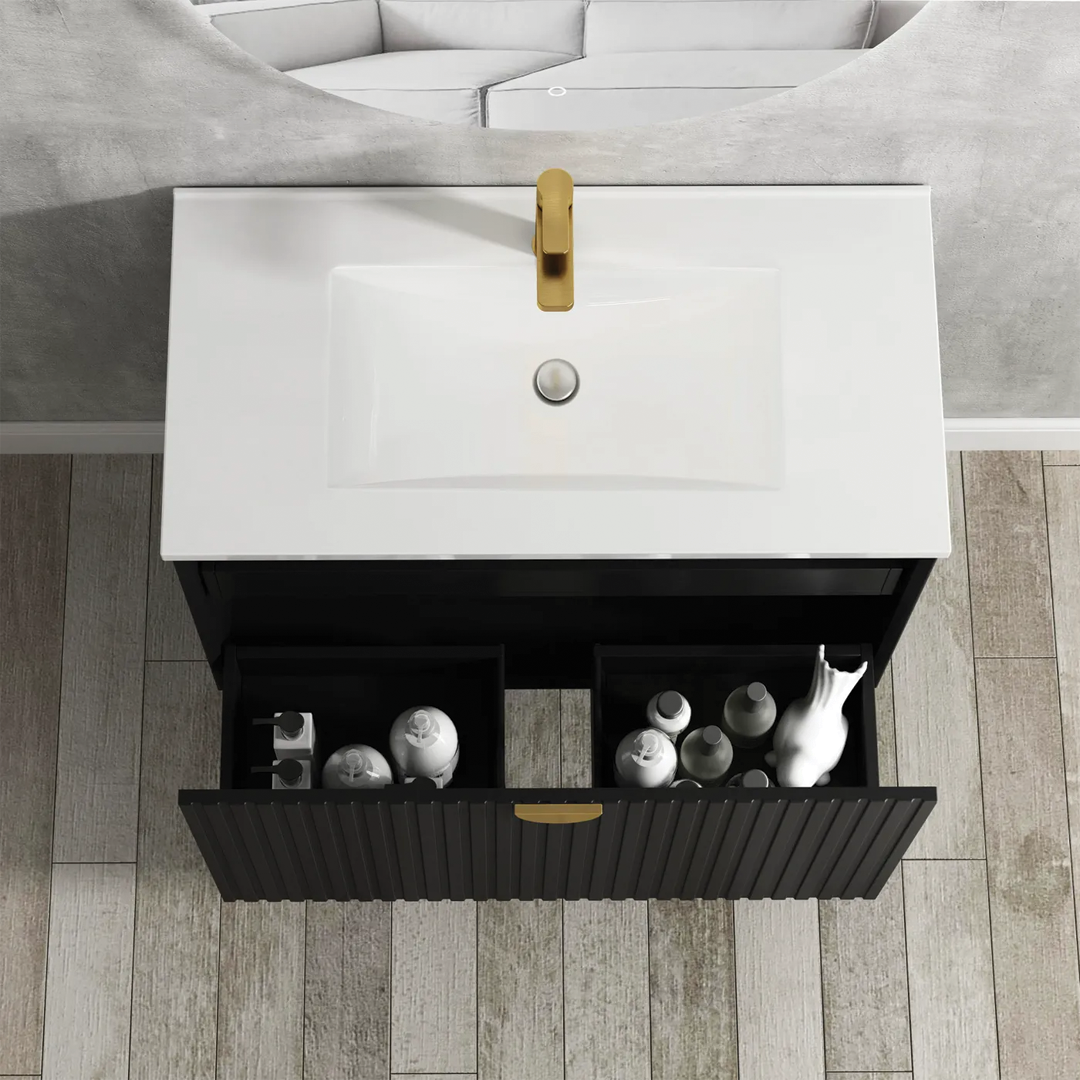 Otti - 750wx550hx460d Marlo Matt Black 750mm Wall Hung Vanity (Cabinet Only)