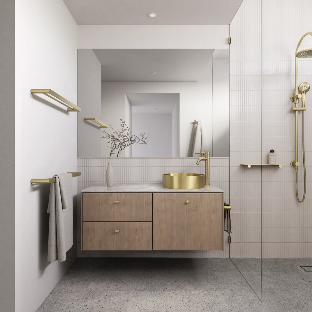 Meir - Curvaé Double Towel Rail 800mm Tiger Bronze