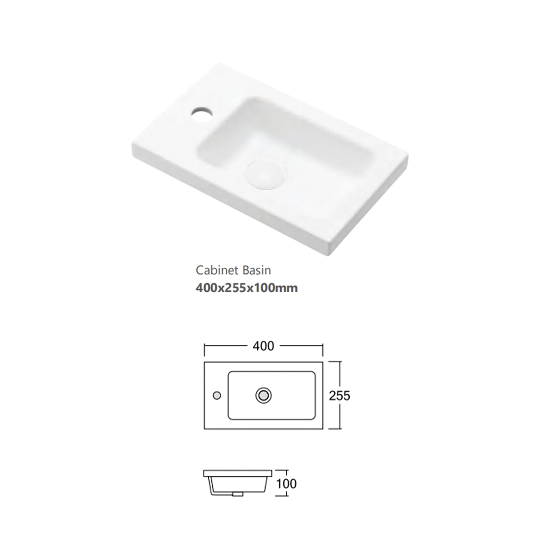 Otti - 390wx500hx250d Space Saver Vanity - Mini Ensuite Vanity Matte White Fluted Vanity (with Basin)