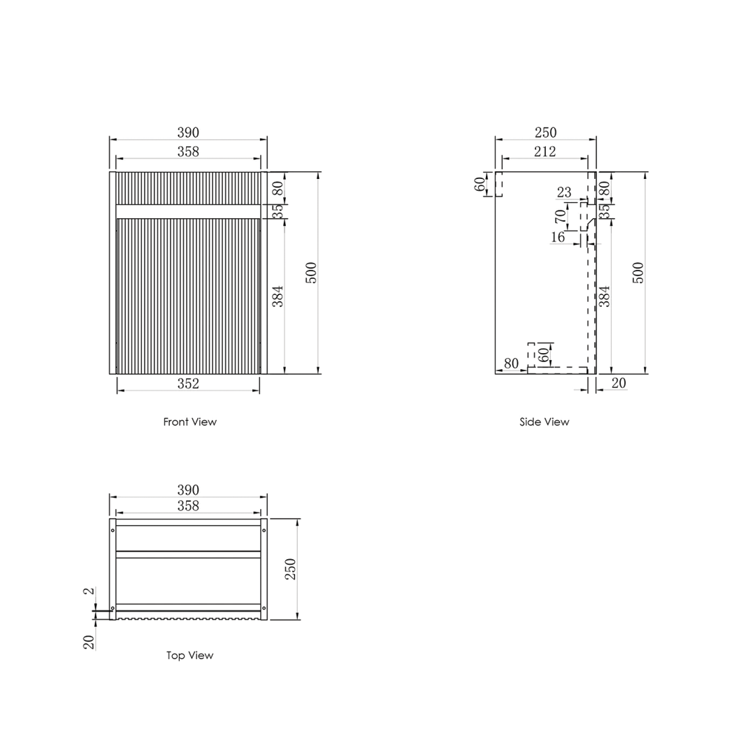 Otti - 390wx500hx250d Space Saver Vanity - Mini Ensuite Vanity Woodland Oak Fluted Vanity (with Basin)