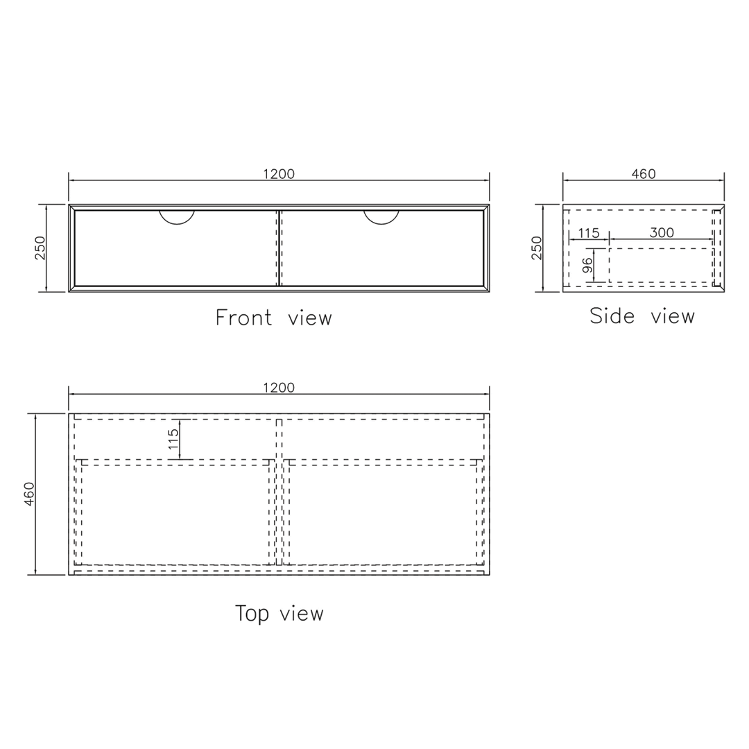 Otti - 1200wx250hx460d Moonlight Satin White 1200mm Wall Hung Vanity (Cabinet Only)