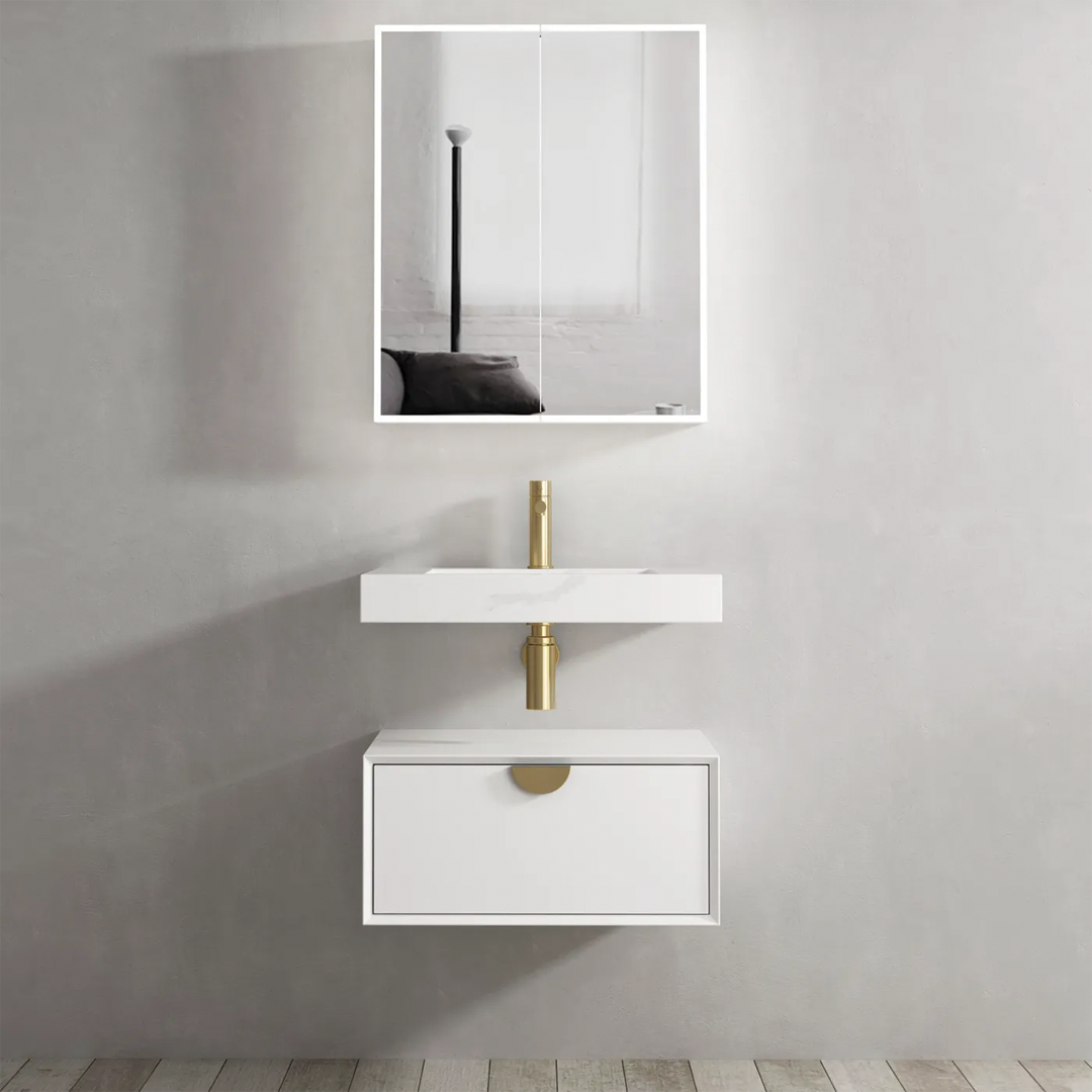 Otti - 600wx250hx460d Moonlight Satin White 600mm Wall Hung Vanity (Cabinet Only)