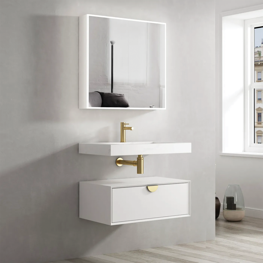Otti - 750wx250hx460d Moonlight Satin White 750mm Wall Hung Vanity (Cabinet Only)
