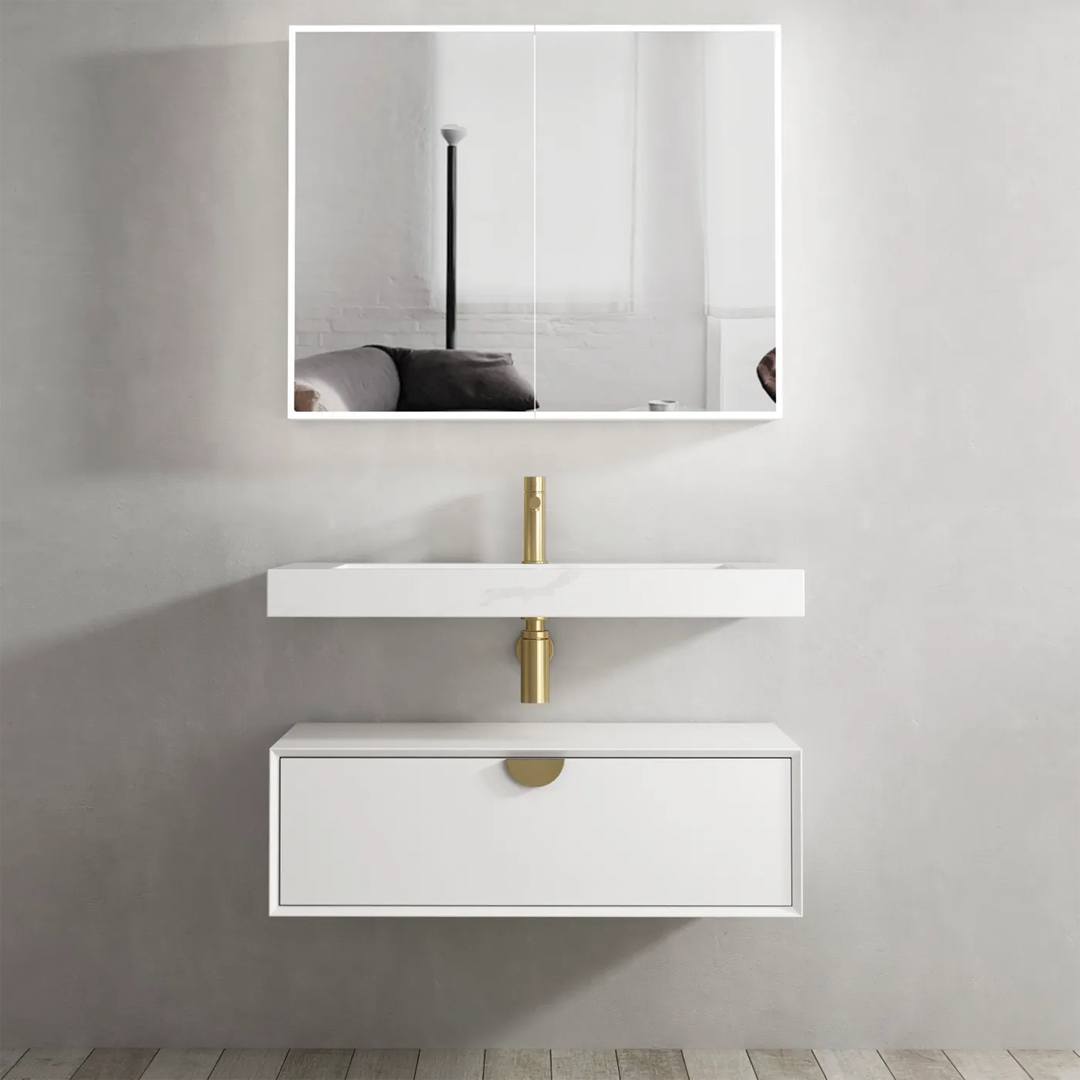 Otti - 900wx250hx460d Moonlight Satin White 900mm Wall Hung Vanity (Cabinet Only)