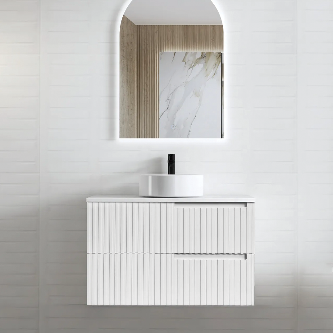 Otti - 890wx550hx450d Noosa Satin White 900mm Wall Hung Vanity (Cabinet Only)