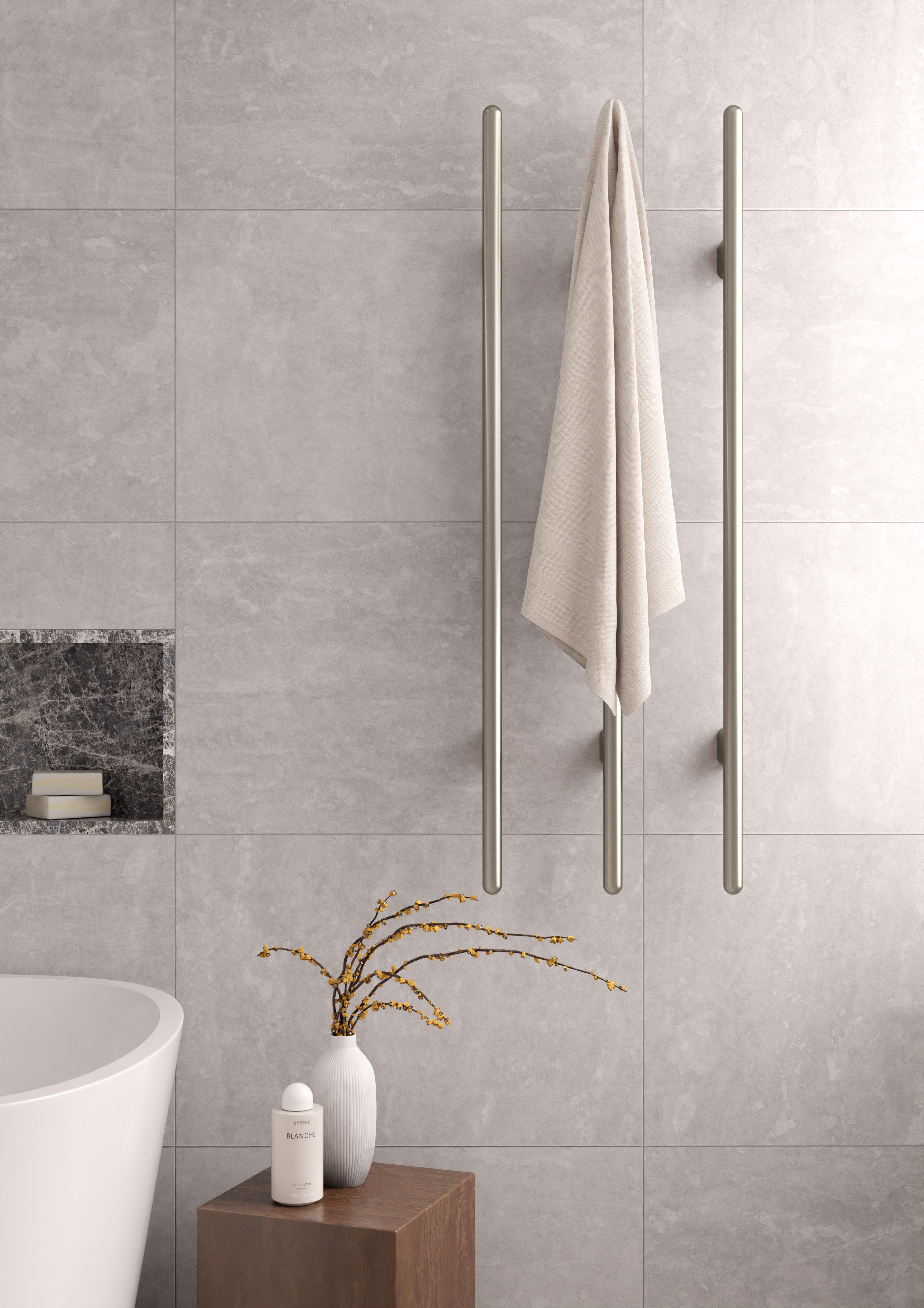 Meir Heated Vertical Towel Rail Matte Black
