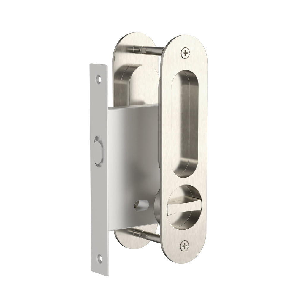 Brushed Nickel Curvaé Oval Flush Pull Privacy