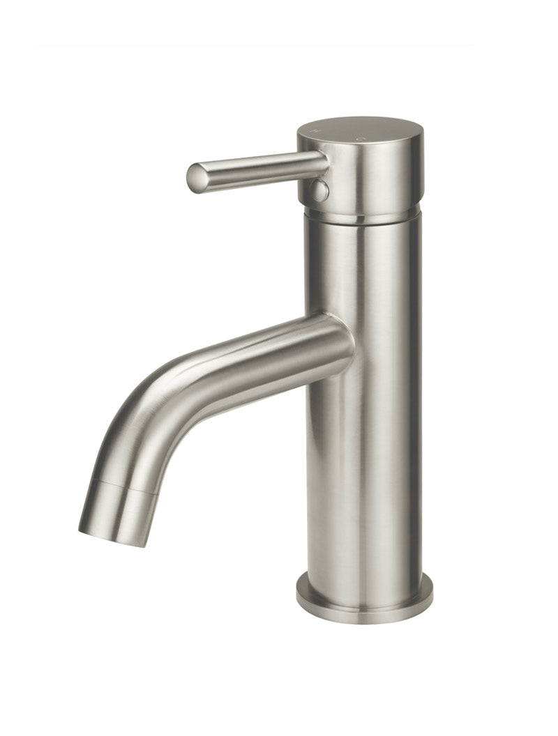 Meir Round Basin Mixer Curved in Brushed Nickel