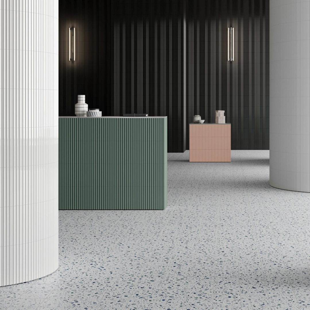 186x186mm Quintessenza Ceramiche - Confetti Bianco Petrolio