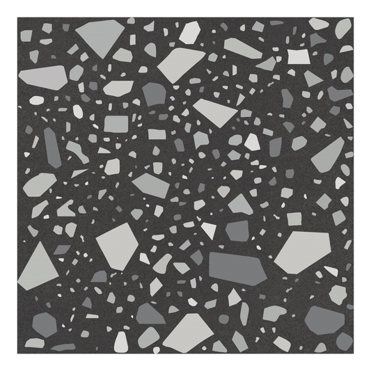 186x186mm Quintessenza Ceramiche - Confetti Nero Grigio