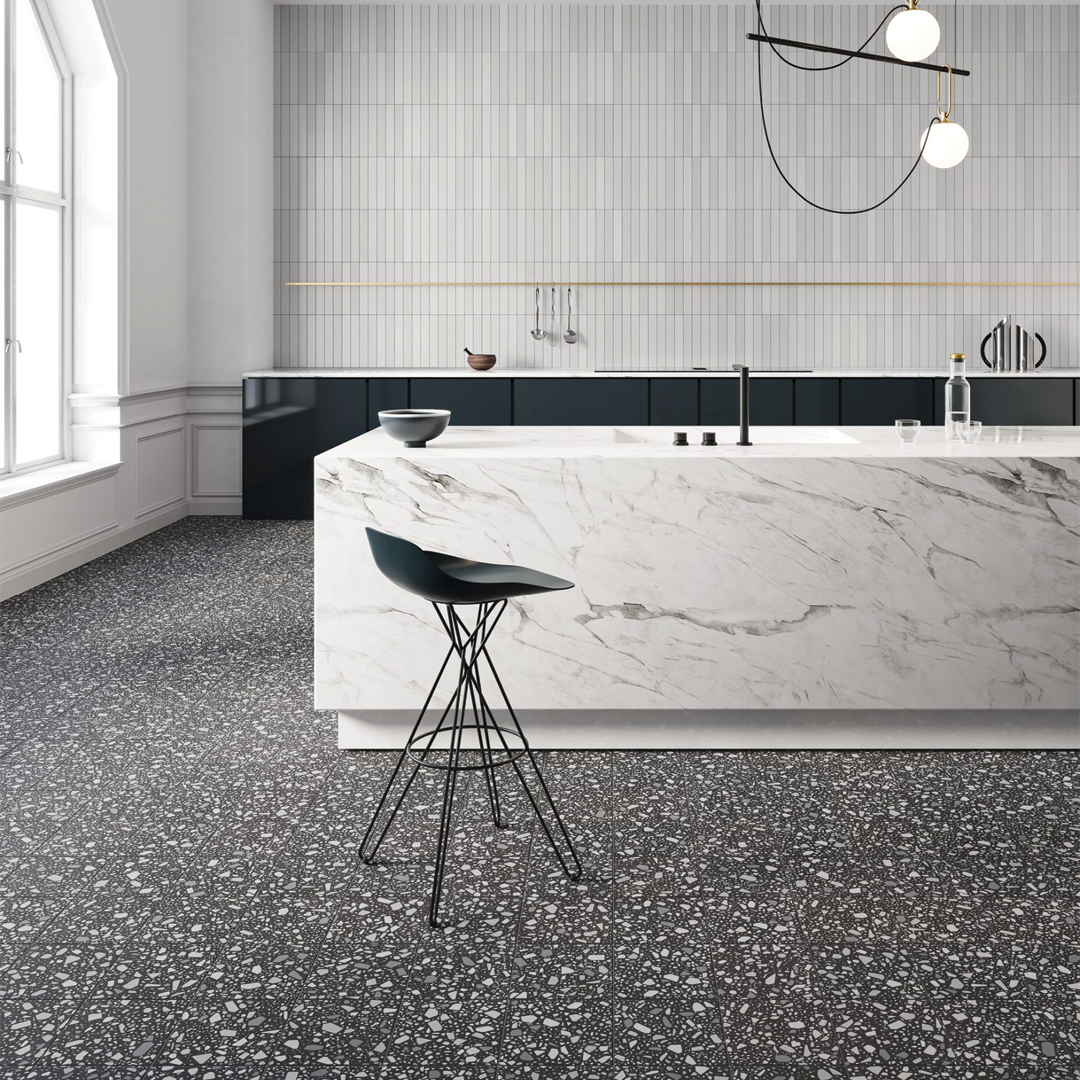 186x186mm Quintessenza Ceramiche - Confetti Nero Grigio