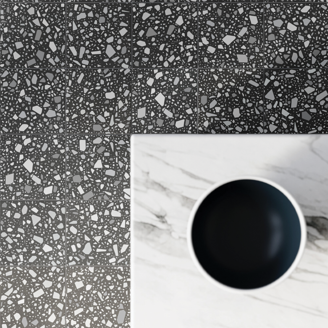 186x186mm Quintessenza Ceramiche - Confetti Nero Grigio