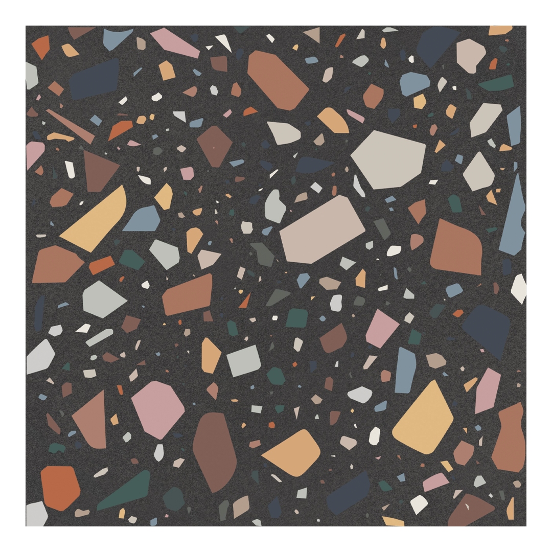 186x186mm Quintessenza Ceramiche - Confetti Nero Multicolor
