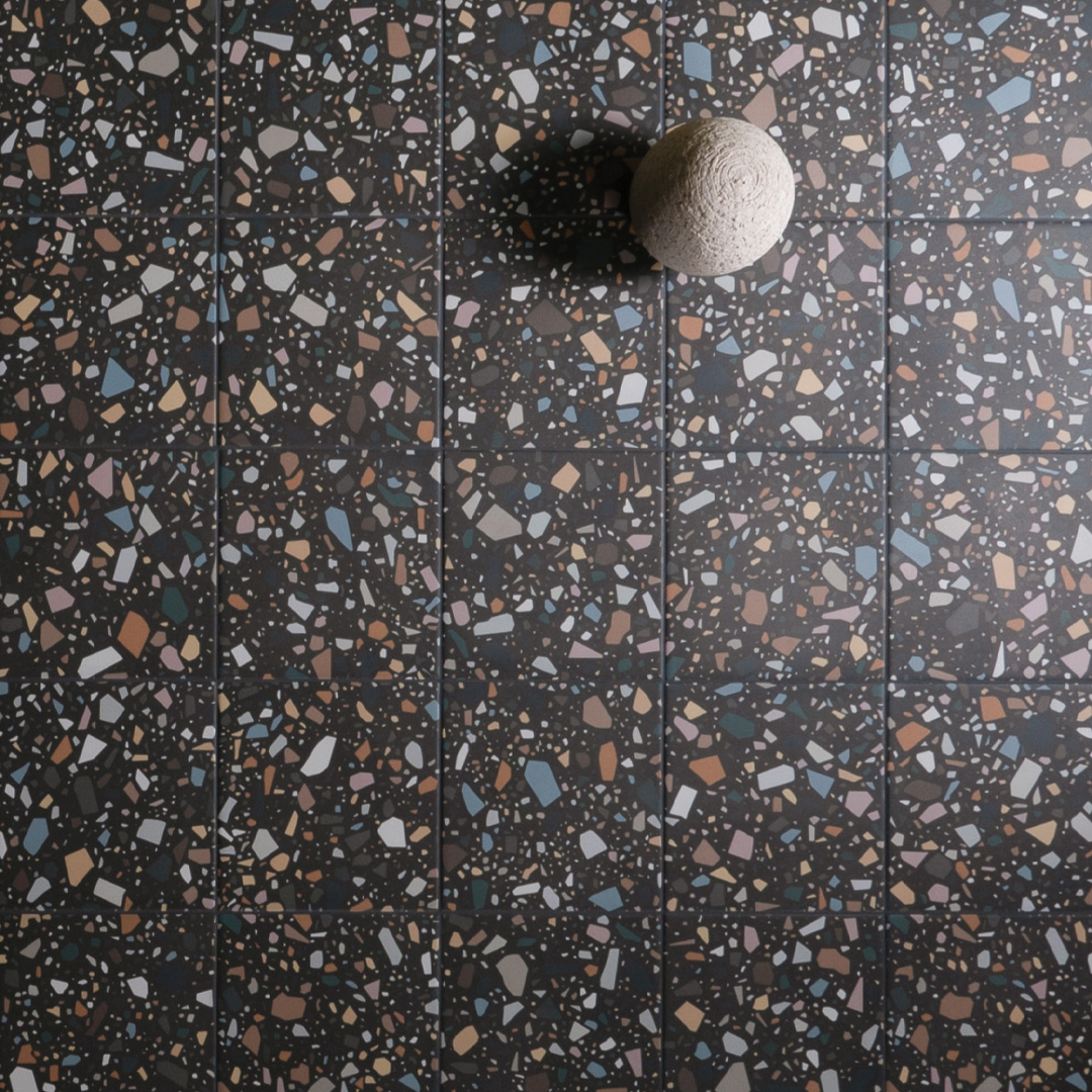 186x186mm Quintessenza Ceramiche - Confetti Nero Multicolor