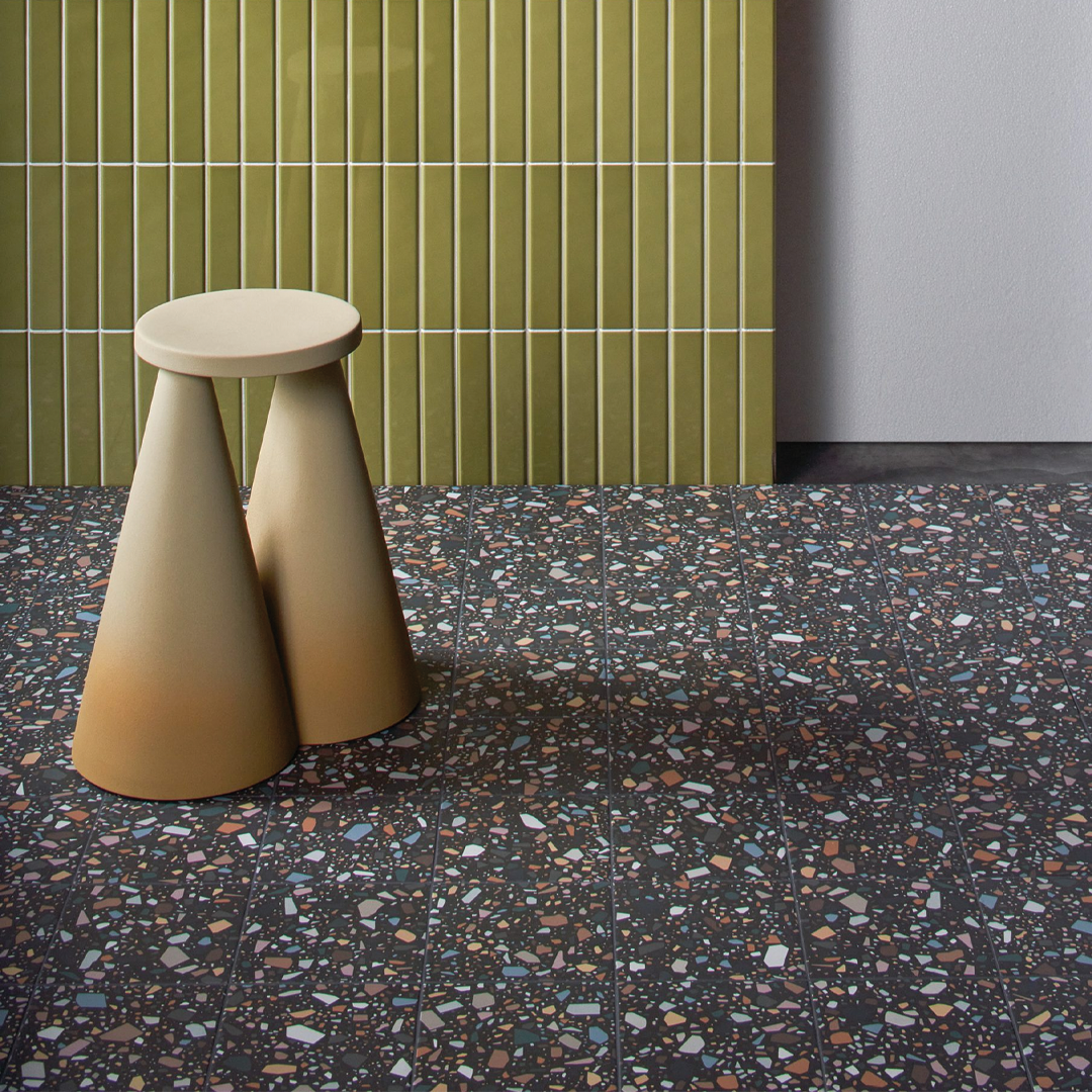 186x186mm Quintessenza Ceramiche - Confetti Nero Multicolor