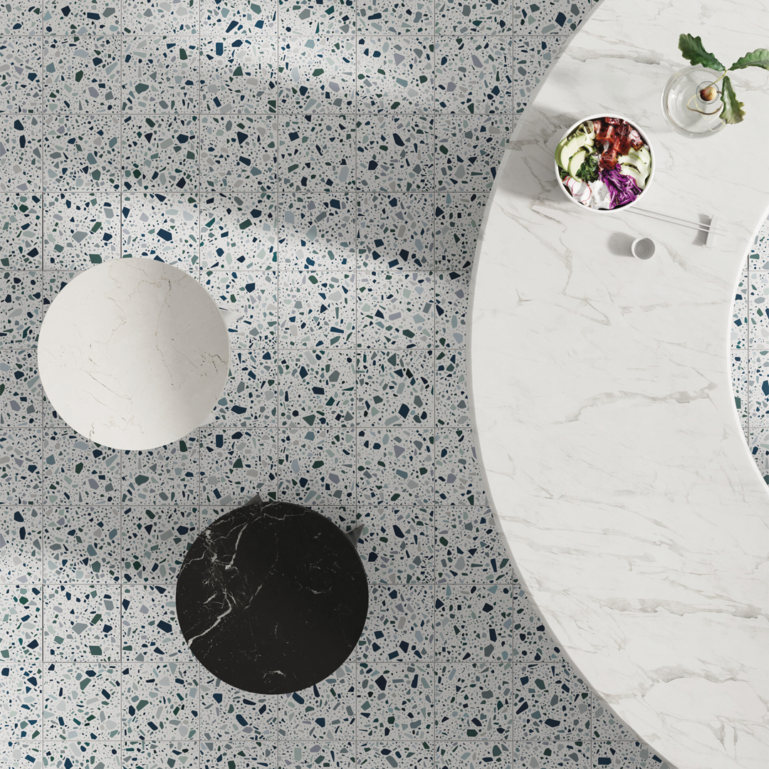 186x186mm Quintessenza Ceramiche - Confetti Bianco Petrolio