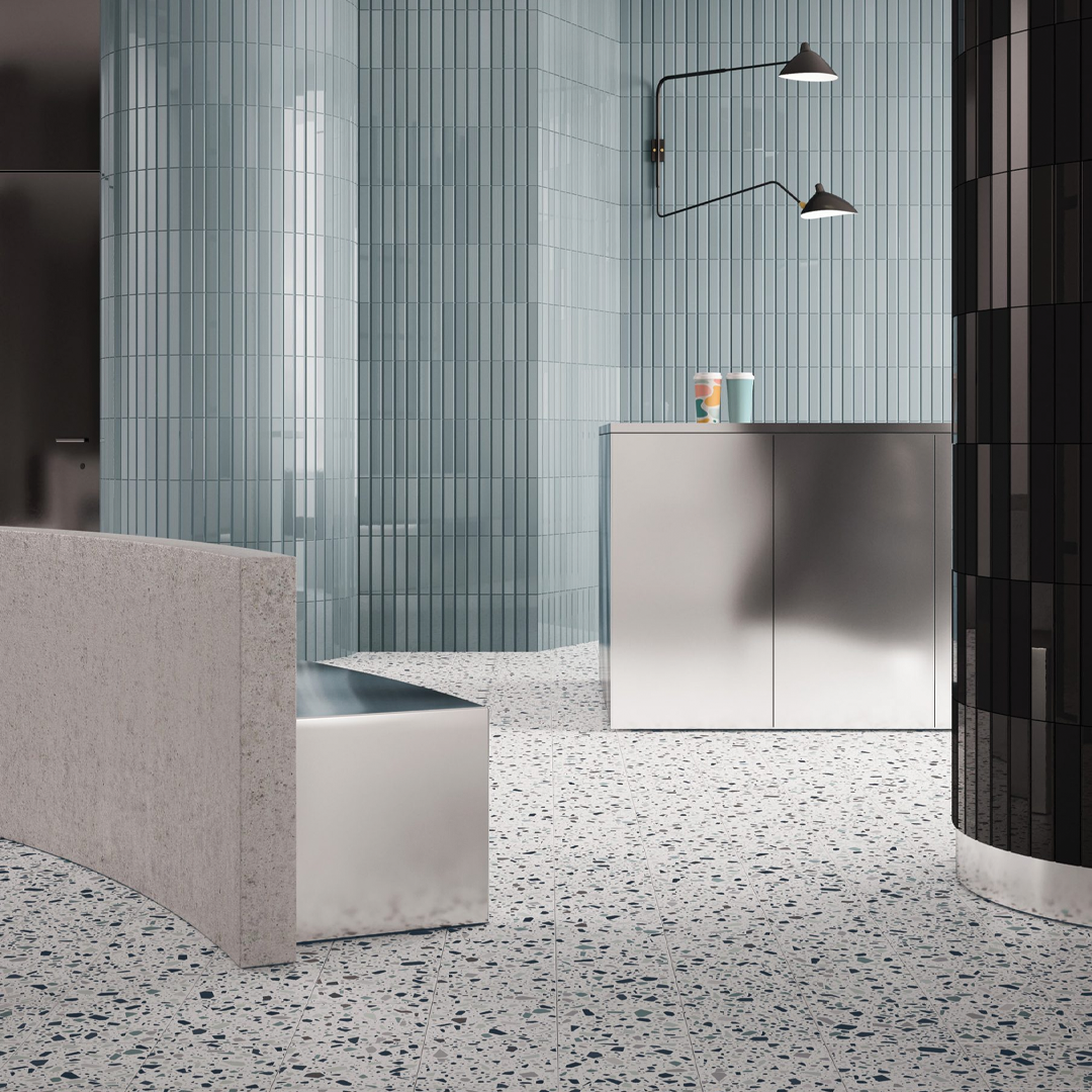 186x186mm Quintessenza Ceramiche - Confetti Bianco Petrolio