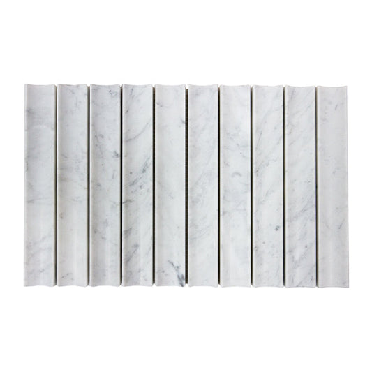 198x318mm EDS - Apollo Carrara Marble Honed Concave Tumbled Edge