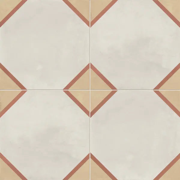 Elite Design Studio -  200x200mm Marca Corona - Terra Art Ottagono Tramonto & Crema (TC)