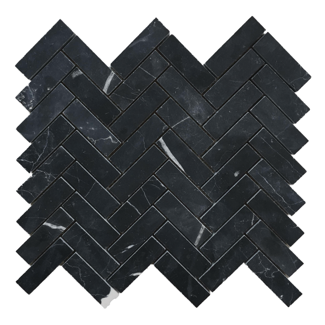 250x280mm EDS - Nero Marquina Herringbone Marble Mosaic
