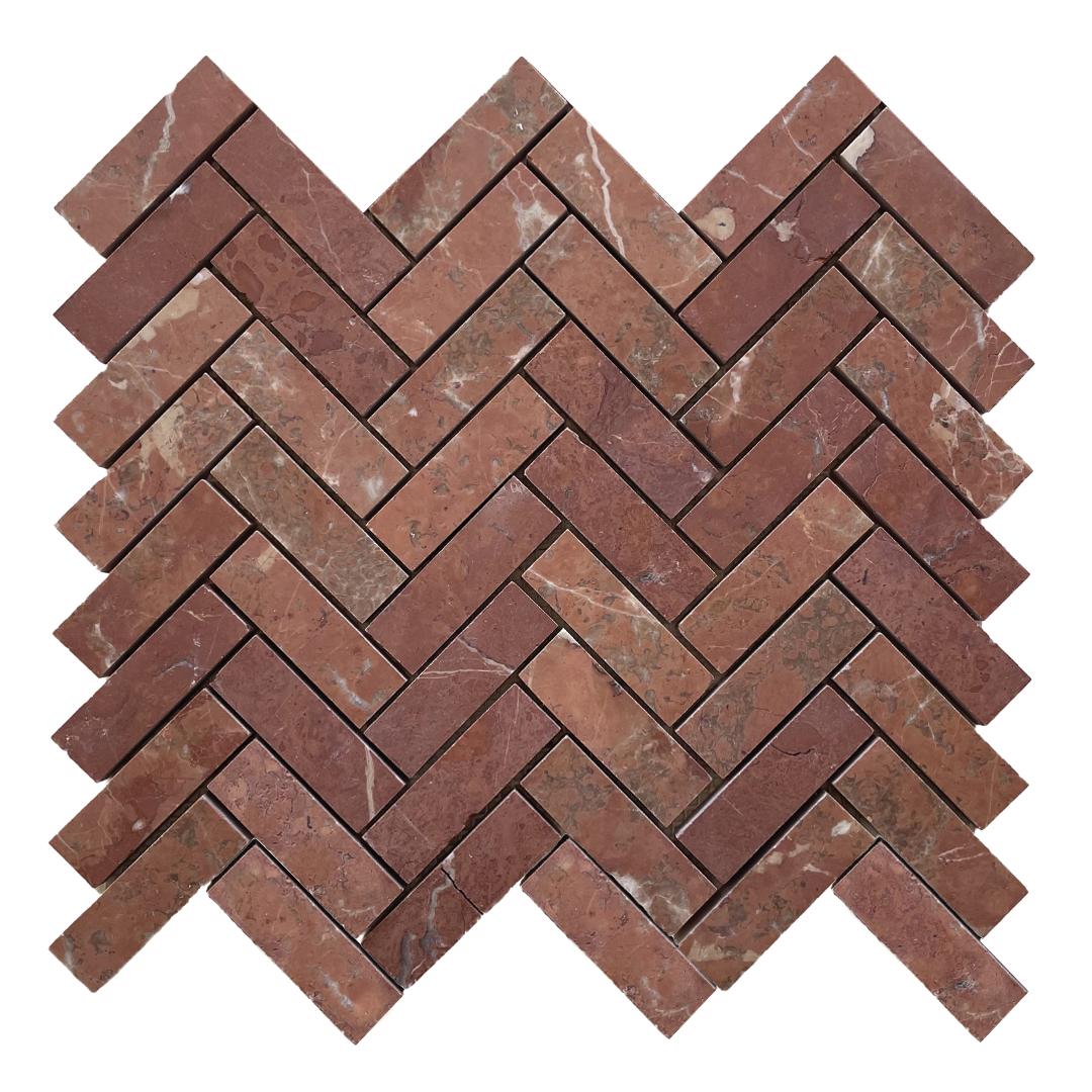 250x280mm EDS - Rojo Alicante Herringbone Marble Mosaic